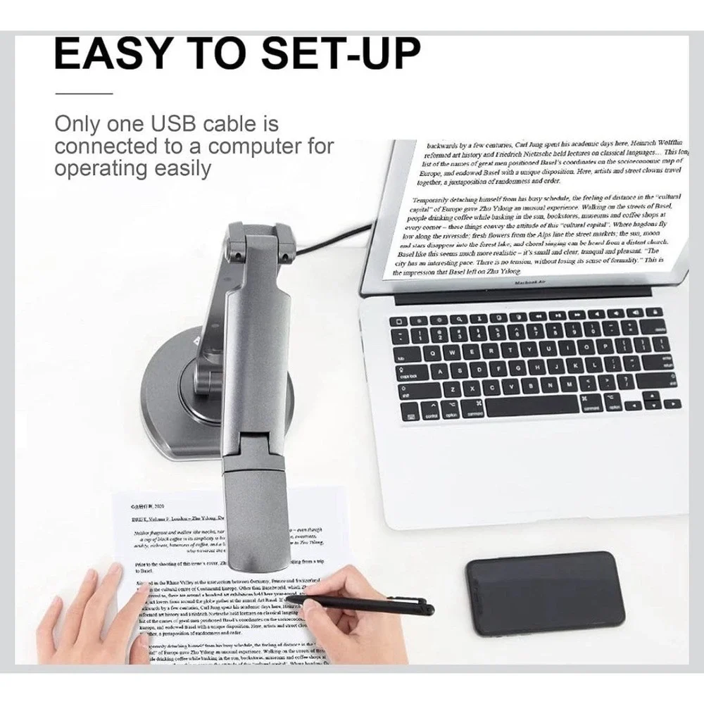 4N27/V500S 8MP Document Camera for Teachers, USBVisualiser for A3 Size, LELight,